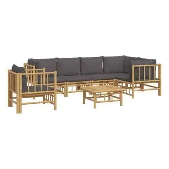 vidaxl_3155237_set_de_sofás_y_silla_con_mesa_para_jardín_de_7_piezas_fabricado_en_bambú_con_cojines_grises_vida_xl_2