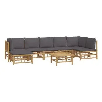 vidaxl_3155238_set_de_sofás_y_reposapiés_con_mesa_para_jardín_de_8_piezas_fabricado_en_bambú_con_cojines_grises_vida_xl_2