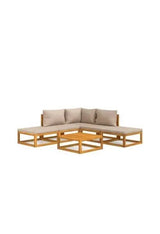 VIDAXL 3155245 Set de sofás y reposapiés de jardín de 6 piezas fabricado en madera maciza con cojines gris topo de vidaXL