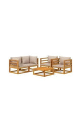 VIDAXL 3155254 Set de sofás y mesa de jardín de 5 piezas fabricado en madera maciza con cojines gris topo de vidaXL