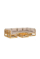 VIDAXL 3155267 Set de sofás con mesa de jardín de 7 piezas fabricado en madera maciza con cojines gris topo de vidaXL