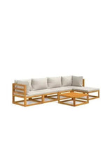VIDAXL 3155281 Set de sofás y reposapiés para jardín de 6 piezas fabricado en madera maciza con cojines gris claro de vidaXL