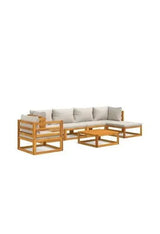 VIDAXL 3155282 Set de sofás y silla con reposapiés de jardín de 7 piezas fabricado en madera maciza con cojines gris claro de vidaXL