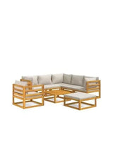 VIDAXL 3155290 Set de sofás y silla con reposapiés de jardín de 8 piezas fabricado en madera maciza con cojines gris claro de vidaXL