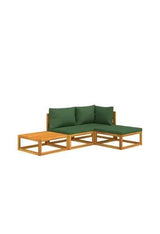 VIDAXL 3155308 Juego de muebles de jardín de 4 piezas realizadas en madera maciza de acacia con cojines Verdes de vidaXL