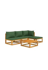 VIDAXL 3155309 Set de sofás y reposapiés para jardín de 5 piezas fabricado en madera de acacia con cojines color verde de vidaXL
