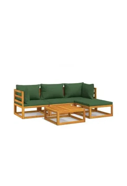 vidaxl_3155310_set_de_sofás_y_reposapiés_con_mesa_para_jardín_de_5_piezas_fabricado_en_madera_de_acacia_con_cojines_color_verde_vida_xl_0