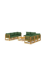 VIDAXL 3155318 Set de sofás con mesa para jardín de 9 piezas fabricado en madera de acacia con cojines color verde de vidaXL