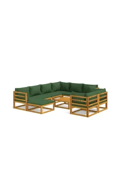 vidaxl_3155323_set_de_sofás_con_reposapiés_para_jardín_de_10_piezas_fabricado_en_madera_de_acacia_con_cojines_verdes_vida_xl_0