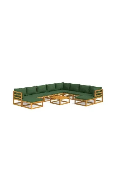 vidaxl_3155324_set_de_sofás_con_reposapiés_para_jardín_de_11_piezas_fabricado_en_madera_de_acacia_con_cojines_verdes_vida_xl_0