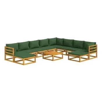 vidaxl_3155324_set_de_sofás_con_reposapiés_para_jardín_de_11_piezas_fabricado_en_madera_de_acacia_con_cojines_verdes_vida_xl_2