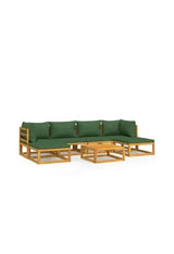 VIDAXL 3155328 Set de sofás con reposapiés para jardín de 7 piezas fabricado en madera de acacia con cojines Verdes de vidaXL