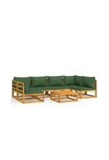 VIDAXL 3155329 Set de sofás y mesa para jardín de 7 piezas fabricado en madera de acacia con cojines color verde de vidaXL