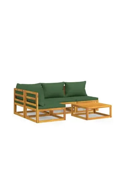 vidaxl_3155333_set_de_sofás_y_mesa_para_jardín_de_5_piezas_fabricado_en_madera_de_acacia_con_cojines_verdes_vida_xl_0