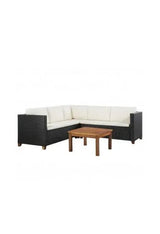 VIDAXL 44107 Conjunto de muebles de jardín de ratán sintético negro con cojines blanco crema de vidaXL
