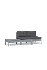 VIDAXL 806684 Conjunto de muebles para exterior de 3 plazas de madera pino y poliéster con un acabado gris y gris antracita de vidaXL