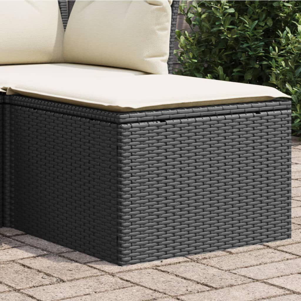 Taburete de jardín con cojín acolchado en ratán sintético negro de 55x55x37 cm